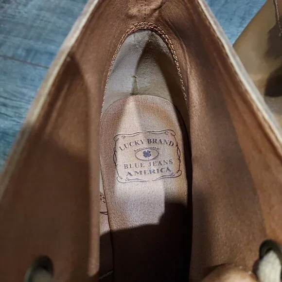 Lucky Brand Leather Norice Lace-Up Wedge Heels Ankle Boots Women's Size 7.5 - Picture 6 of 10